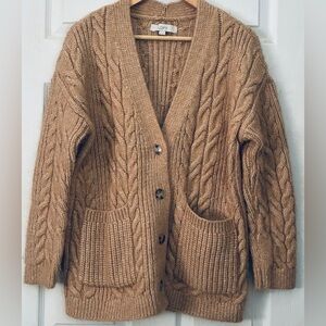 LOFT Women's Brown Cable Knit Cardigan